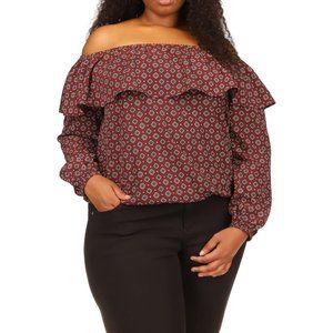 MICHAEL Michael Kors  Plus Size Off Shoulder Peasant Top
